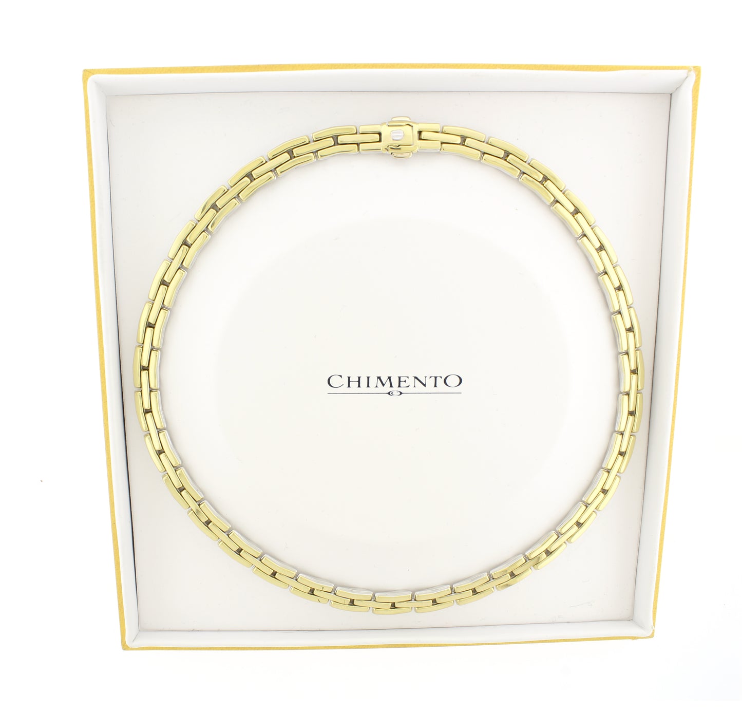 Chimento 18ct white and yellow gold reversible rectangular link necklace