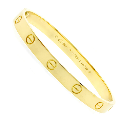 Cartier Love Bracelet, Yellow Gold Size 17