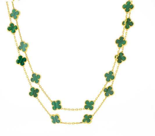 Van Cleef & Arpels Vintage Alhambra Long Malachite necklace, 20 motifs