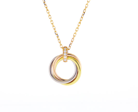 Cartier Trinity Tricolor Diamond Bail Necklace
