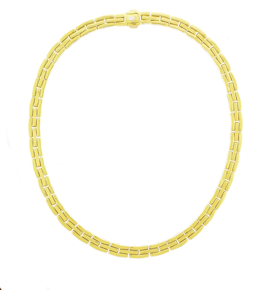 Chimento 18ct white and yellow gold reversible rectangular link necklace