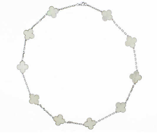 Van Cleef & Arpels Vintage Alhambra Mother of Pearl Necklace, 10 motifs