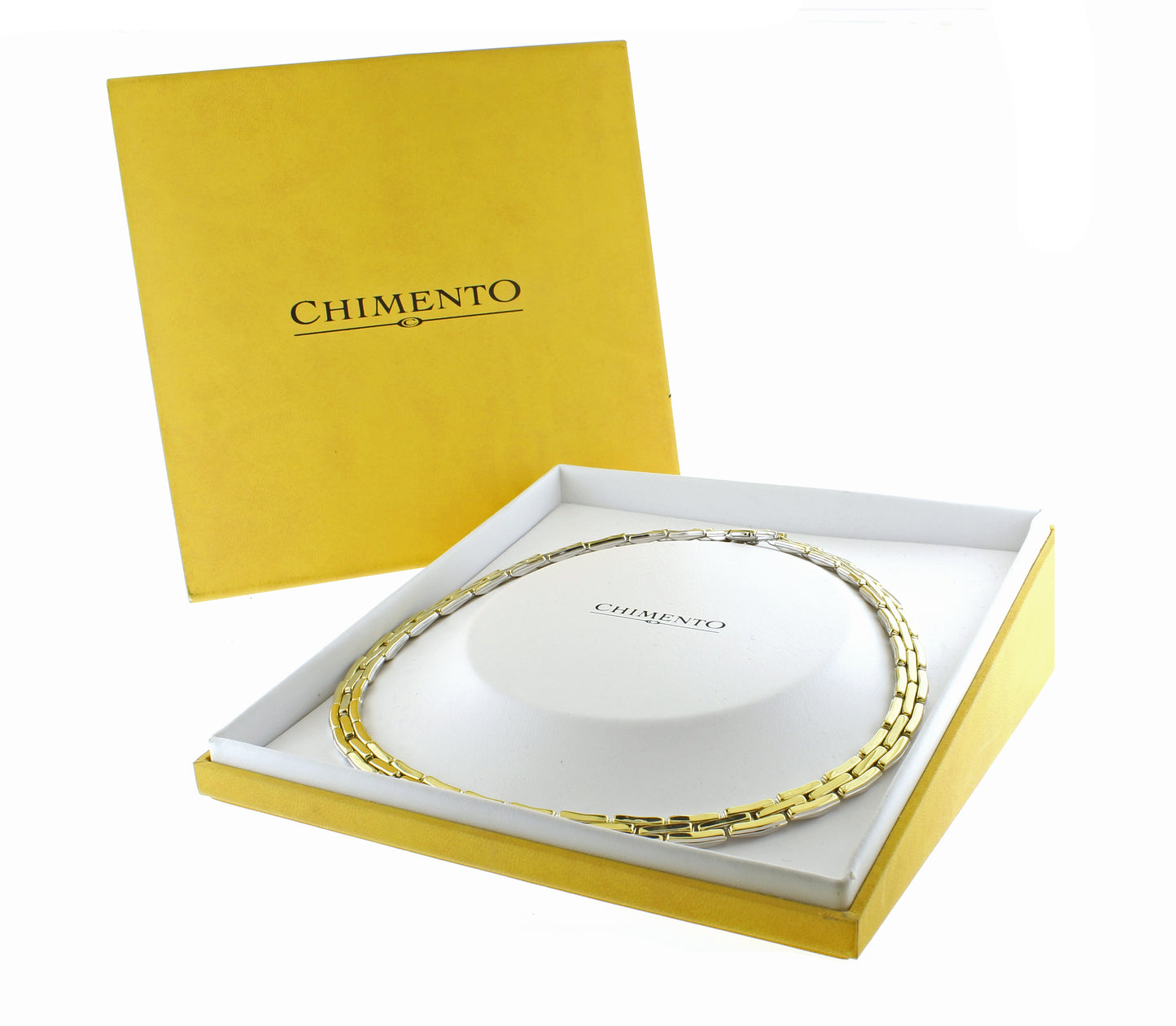 Chimento 18ct white and yellow gold reversible rectangular link necklace