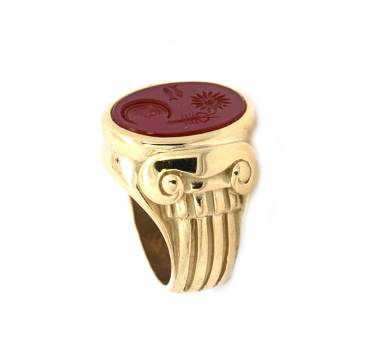 Kieselstein Cord 1984  Carnelian Intaglio Signet Ring