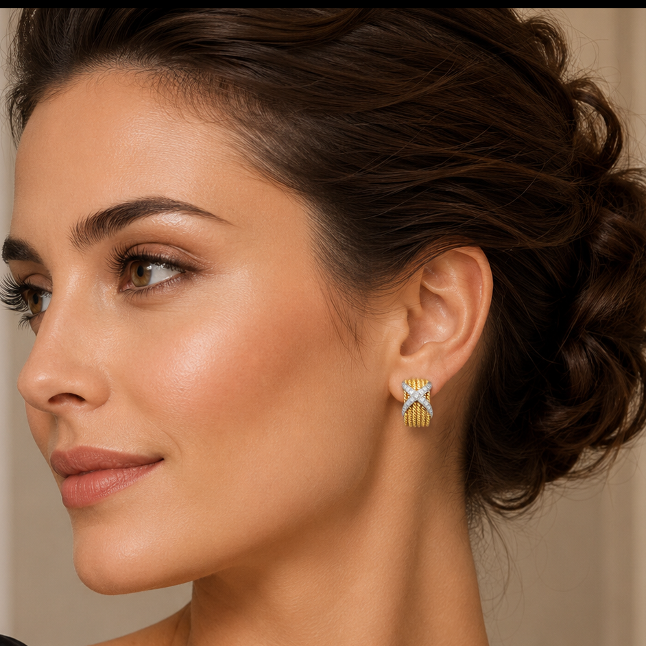 Tiffany & Co.  Schlumberger Diamond X 6 Row Rope Earrings