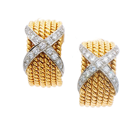 Tiffany & Co.  Schlumberger Diamond X 6 Row Rope Earrings