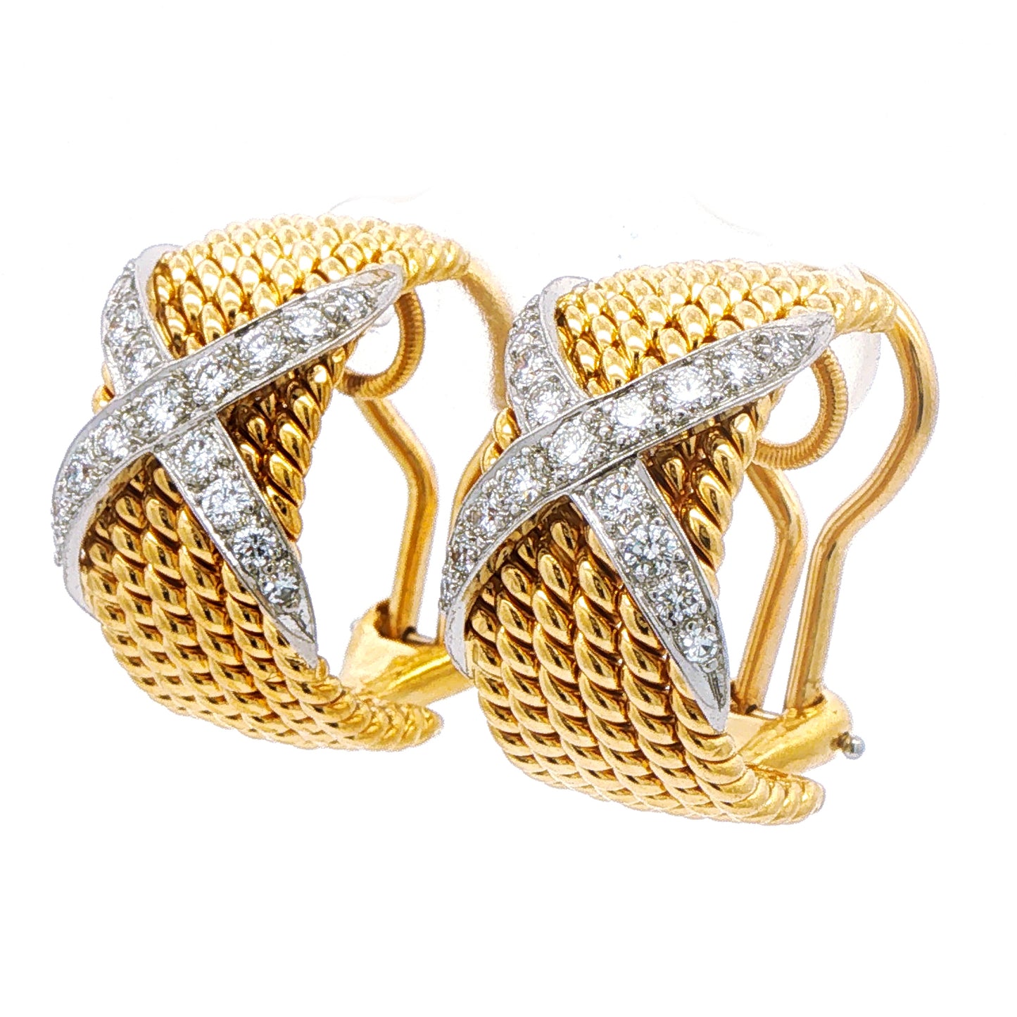 Tiffany & Co.  Schlumberger Diamond X 6 Row Rope Earrings