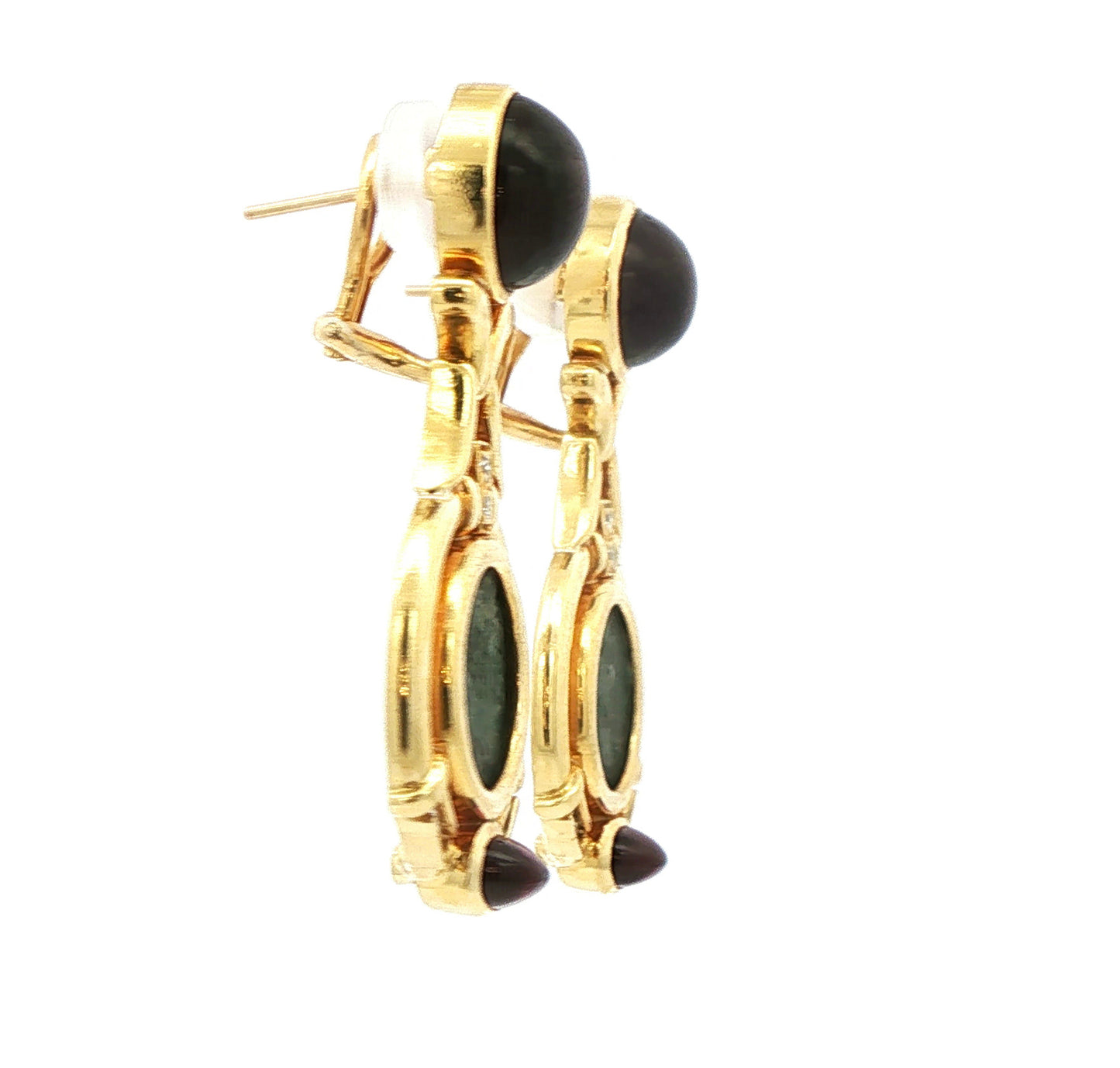 18 Karat Gold Ancient Coin Earrings with Tourmaline and Diamonds