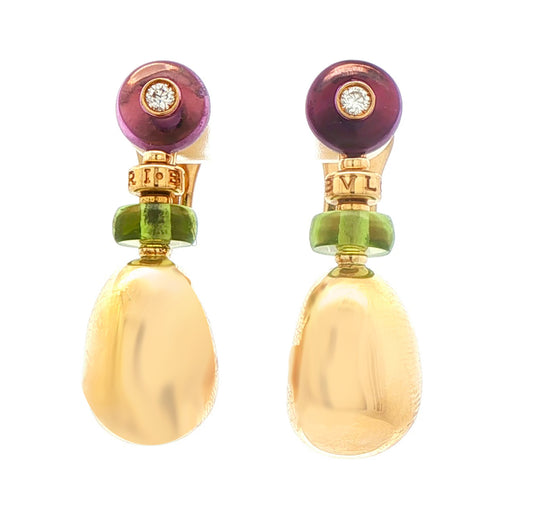 Bvlgari Peridot Amethyst and Diamond Mediterranean Eden Drop Earrings